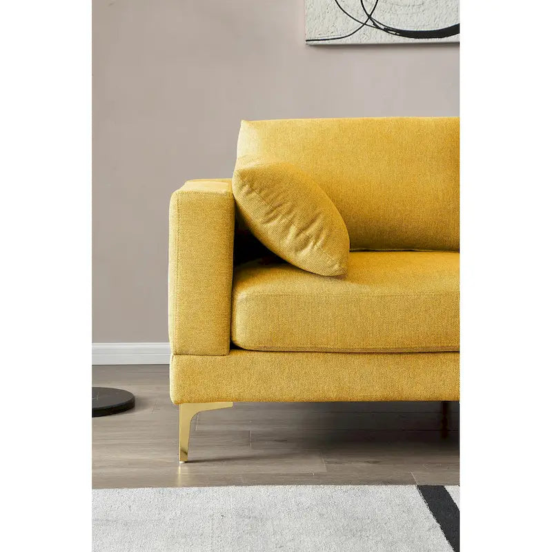Christopher Knight Home - Beiges L-förmiges Sektionssofa mit goldenen Metallbeinen und Ottomane