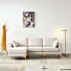 Christopher Knight Home - Beiges L-förmiges Sektionssofa mit goldenen Metallbeinen und Ottomane