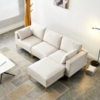 Christopher Knight Home - Beiges L-förmiges Sektionssofa mit goldenen Metallbeinen und Ottomane