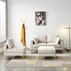Christopher Knight Home - Beiges L-förmiges Sektionssofa mit goldenen Metallbeinen und Ottomane