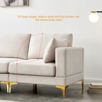 Christopher Knight Home - Beiges L-förmiges Sektionssofa mit goldenen Metallbeinen und Ottomane