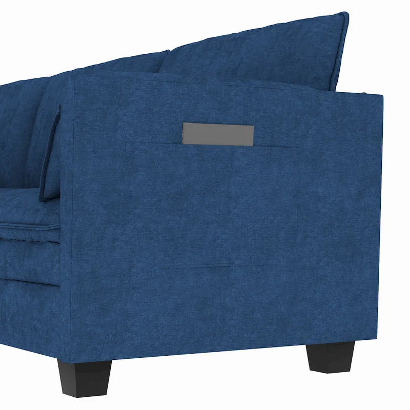 Christopher Knight Home – Großes Ecksofa Noah für 3 Personen mit beweglicher Ottomane und Armlehnentaschen, Stoffpolsterung
