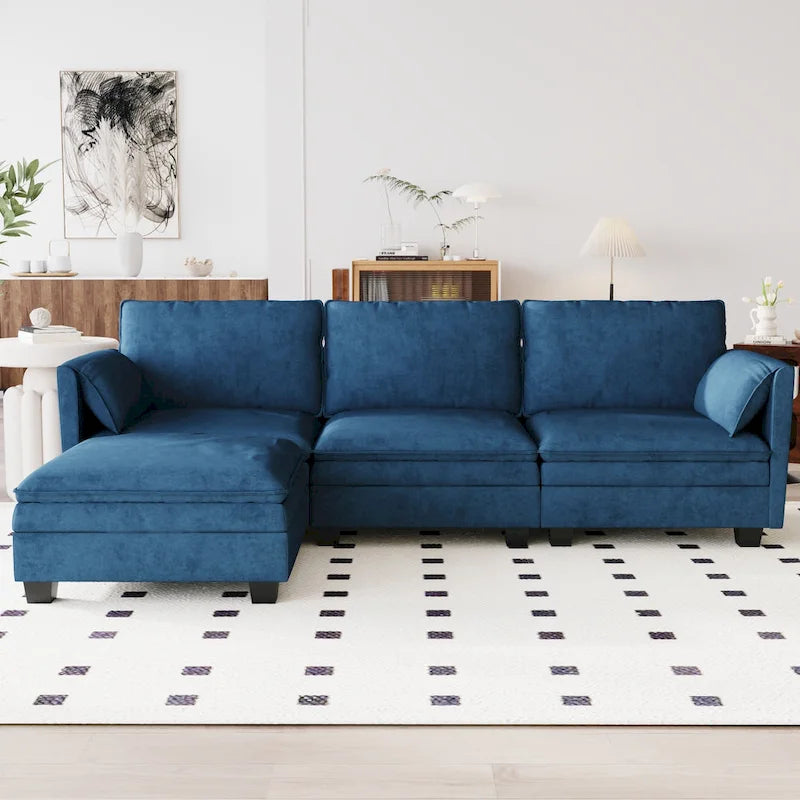 Christopher Knight Home – Großes Ecksofa Noah für 3 Personen mit beweglicher Ottomane und Armlehnentaschen, Stoffpolsterung
