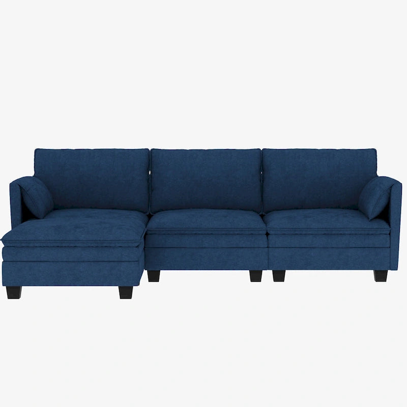 Christopher Knight Home – Großes Ecksofa Noah für 3 Personen mit beweglicher Ottomane und Armlehnentaschen, Stoffpolsterung