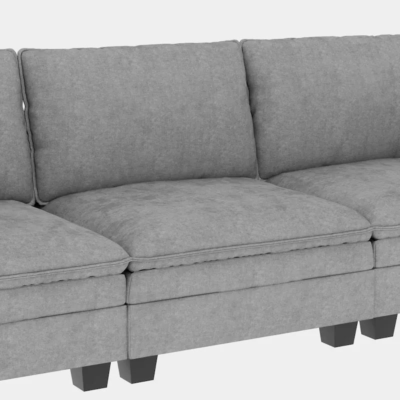 Christopher Knight Home – Großes Ecksofa Noah für 3 Personen mit beweglicher Ottomane und Armlehnentaschen, Stoffpolsterung