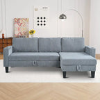 Christopher Knight Home - Reversible Stoff Schlafsofa L-förmig mit Stauraum-Recamiere, USB-Anschlüssen und Getränkehaltern