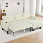 Christopher Knight Home - Reversible Stoff Schlafsofa L-förmig mit Stauraum-Recamiere, USB-Anschlüssen und Getränkehaltern