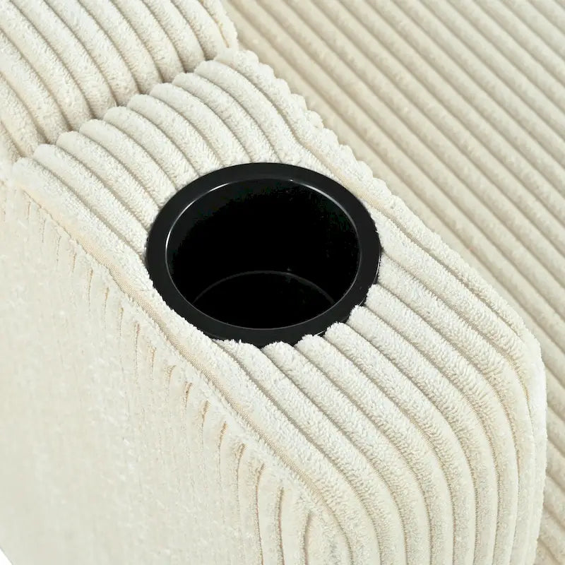 Christopher Knight Home - Reversible Stoff Schlafsofa L-förmig mit Stauraum-Recamiere, USB-Anschlüssen und Getränkehaltern