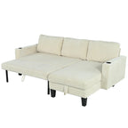 Christopher Knight Home - Reversible Stoff Schlafsofa L-förmig mit Stauraum-Recamiere, USB-Anschlüssen und Getränkehaltern