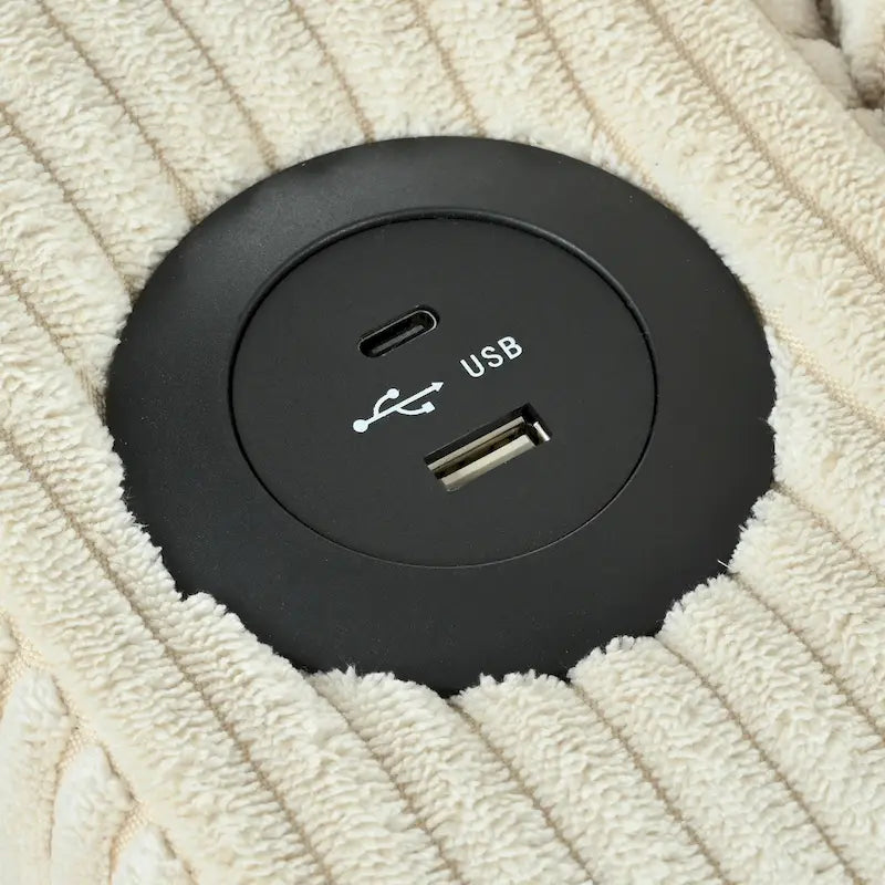 Christopher Knight Home - Reversible Stoff Schlafsofa L-förmig mit Stauraum-Recamiere, USB-Anschlüssen und Getränkehaltern