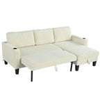 Christopher Knight Home - Reversible Stoff Schlafsofa L-förmig mit Stauraum-Recamiere, USB-Anschlüssen und Getränkehaltern