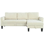 Christopher Knight Home - Reversible Stoff Schlafsofa L-förmig mit Stauraum-Recamiere, USB-Anschlüssen und Getränkehaltern