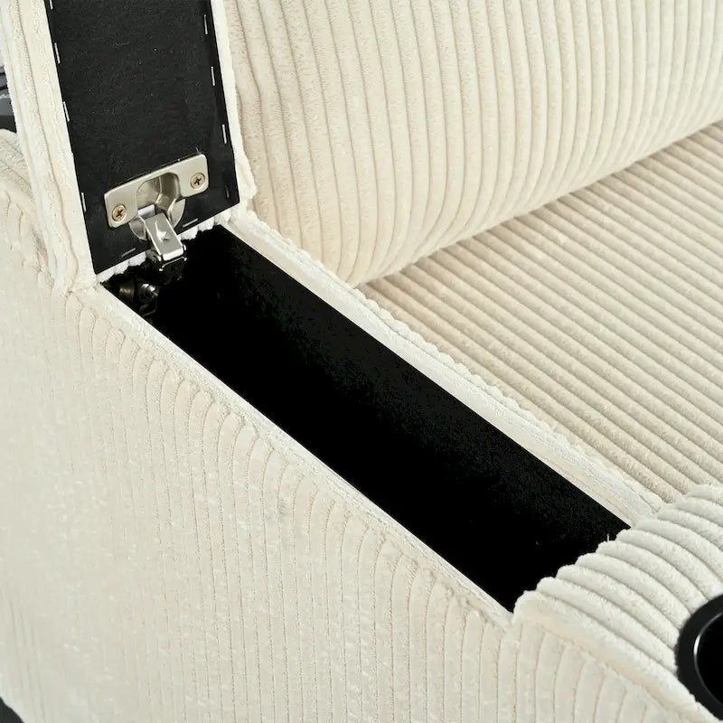 Christopher Knight Home - Reversible Stoff Schlafsofa L-förmig mit Stauraum-Recamiere, USB-Anschlüssen und Getränkehaltern