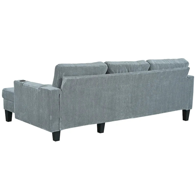 Christopher Knight Home - Reversible Stoff Schlafsofa L-förmig mit Stauraum-Recamiere, USB-Anschlüssen und Getränkehaltern