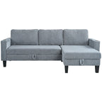 Christopher Knight Home - Reversible Stoff Schlafsofa L-förmig mit Stauraum-Recamiere, USB-Anschlüssen und Getränkehaltern