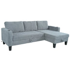 Christopher Knight Home - Reversible Stoff Schlafsofa L-förmig mit Stauraum-Recamiere, USB-Anschlüssen und Getränkehaltern
