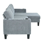 Christopher Knight Home - Reversible Stoff Schlafsofa L-förmig mit Stauraum-Recamiere, USB-Anschlüssen und Getränkehaltern