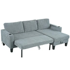 Christopher Knight Home - Reversible Stoff Schlafsofa L-förmig mit Stauraum-Recamiere, USB-Anschlüssen und Getränkehaltern