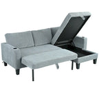 Christopher Knight Home - Reversible Stoff Schlafsofa L-förmig mit Stauraum-Recamiere, USB-Anschlüssen und Getränkehaltern