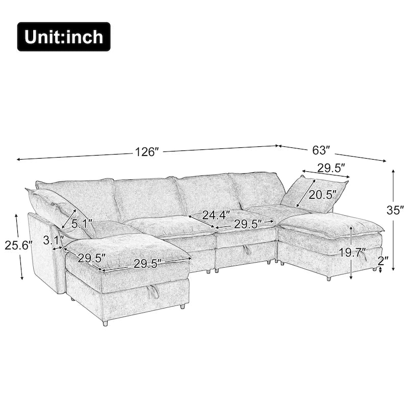 Christopher Knight Home 126 Modulares Ecksofa mit Stauraum – 126 x 63 x 35