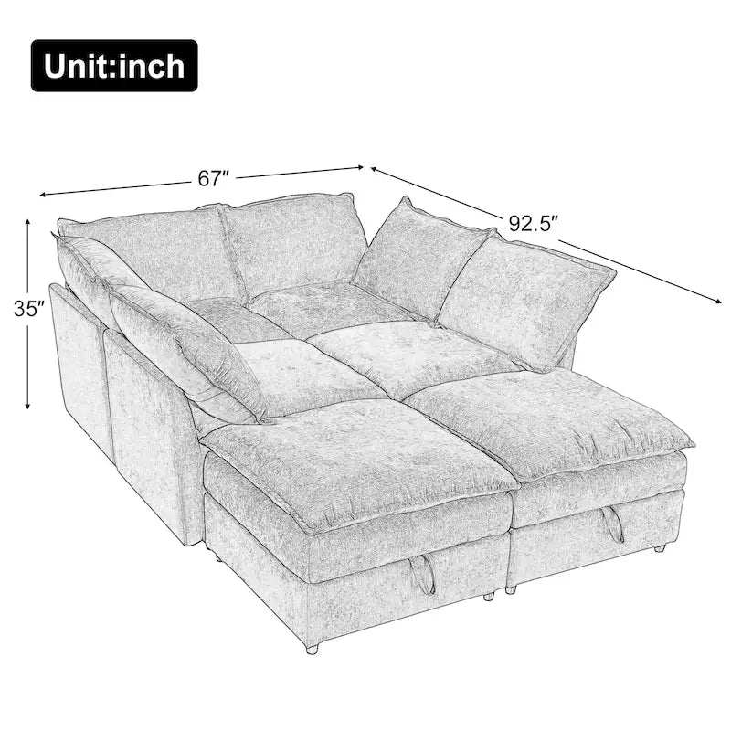 Christopher Knight Home 126 Modulares Ecksofa mit Stauraum – 126 x 63 x 35