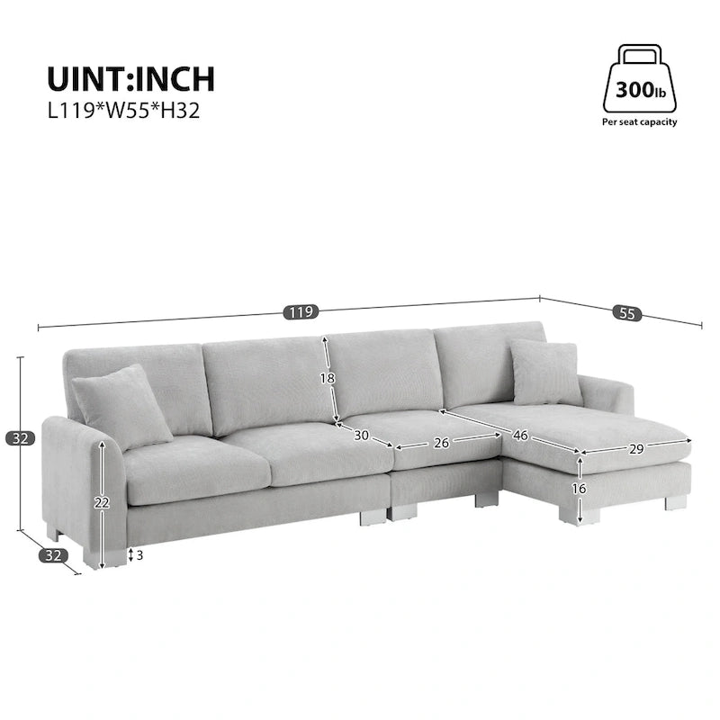 Rosita Modernes L-förmiges Schlafsofa mit Recamiere von GDFStudio