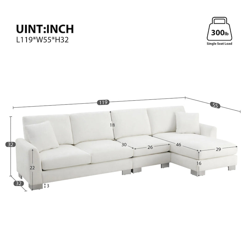 Rosita Modernes L-förmiges Schlafsofa mit Recamiere von GDFStudio
