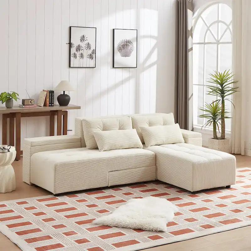 GDFStudio - Emerson Modulares Kordsamt-3-Sitzer-Sofa mit Stauraum und anpassbarem Design