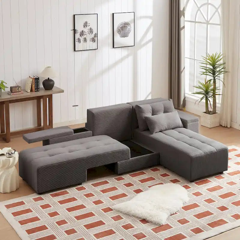 GDFStudio - Emerson Modulares Kordsamt-3-Sitzer-Sofa mit Stauraum und anpassbarem Design