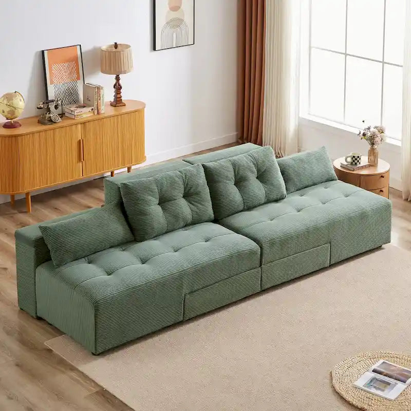 GDFStudio - Emerson Modulares Kordsamt-3-Sitzer-Sofa mit Stauraum und anpassbarem Design