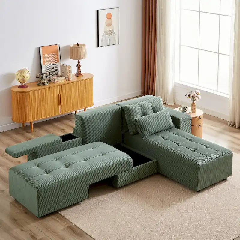 GDFStudio - Emerson Modulares Kordsamt-3-Sitzer-Sofa mit Stauraum und anpassbarem Design