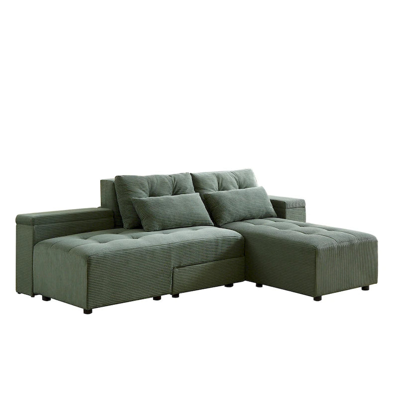 GDFStudio - Emerson Modulares Kordsamt-3-Sitzer-Sofa mit Stauraum und anpassbarem Design