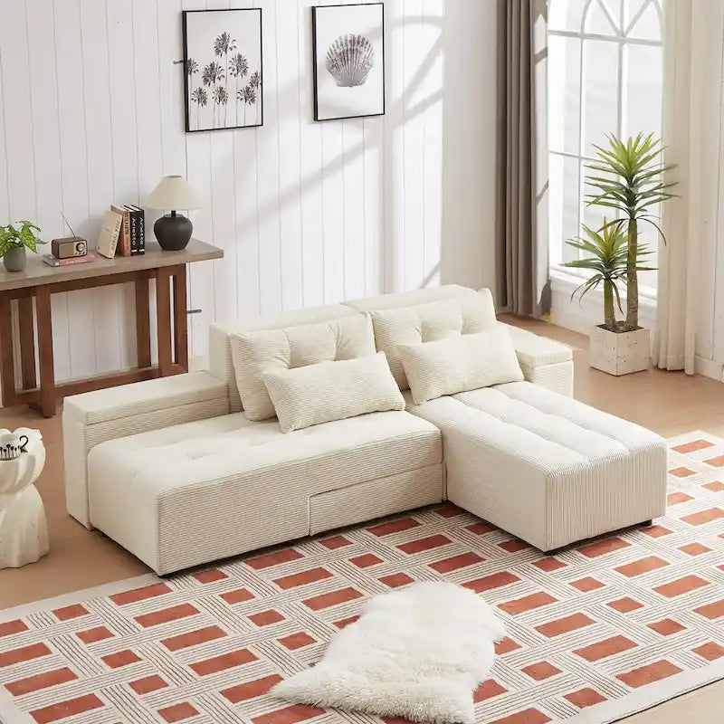 GDFStudio - Emerson Modulares Kordsamt-3-Sitzer-Sofa mit Stauraum und anpassbarem Design