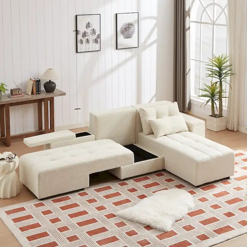 GDFStudio - Emerson Modulares Kordsamt-3-Sitzer-Sofa mit Stauraum und anpassbarem Design