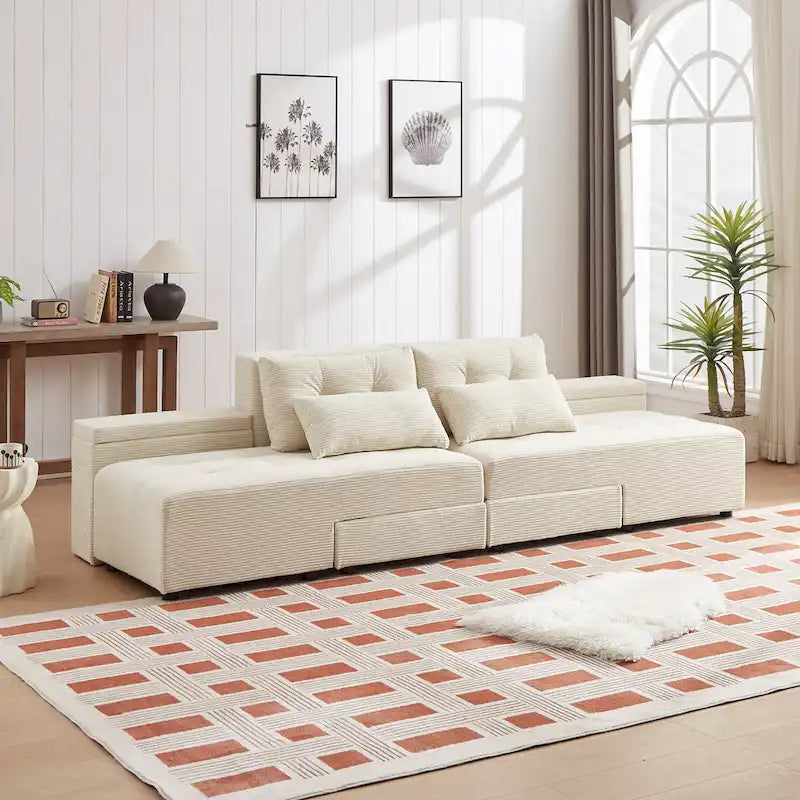 GDFStudio - Emerson Modulares Kordsamt-3-Sitzer-Sofa mit Stauraum und anpassbarem Design