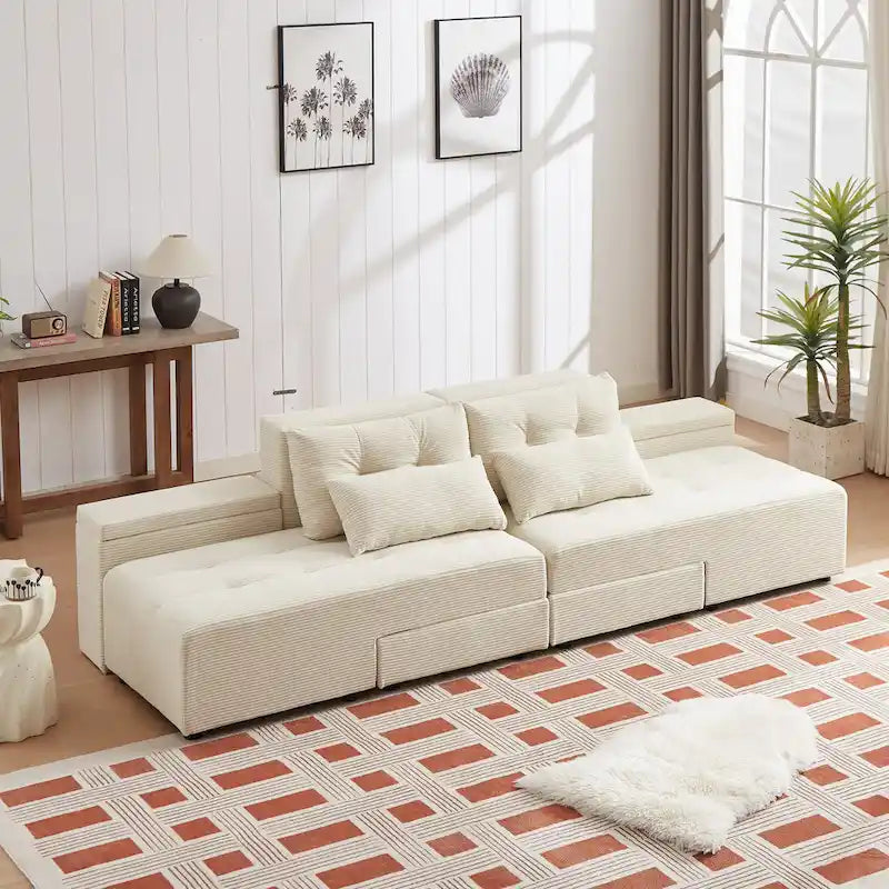 GDFStudio - Emerson Modulares Kordsamt-3-Sitzer-Sofa mit Stauraum und anpassbarem Design