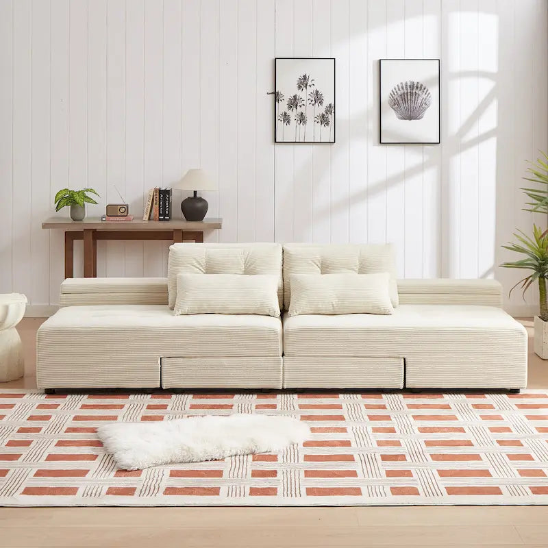 GDFStudio - Emerson Modulares Kordsamt-3-Sitzer-Sofa mit Stauraum und anpassbarem Design