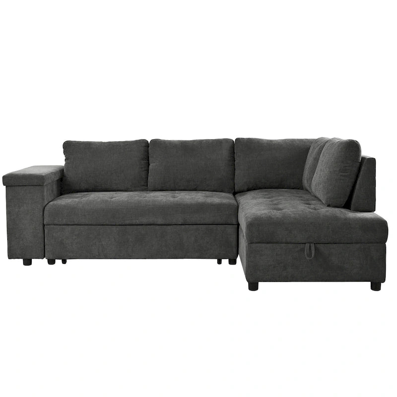 Christopher Knight Home – Miranda umwandelbares Sektionssofa aus Polyester mit Stauraum und wendbarem Tablett