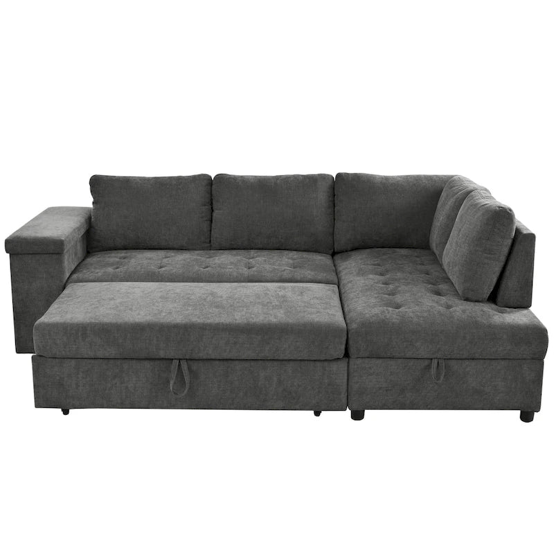 Christopher Knight Home – Miranda umwandelbares Sektionssofa aus Polyester mit Stauraum und wendbarem Tablett