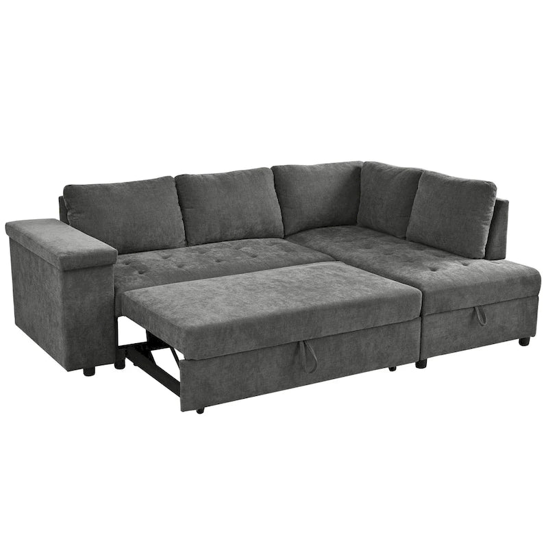 Christopher Knight Home – Miranda umwandelbares Sektionssofa aus Polyester mit Stauraum und wendbarem Tablett
