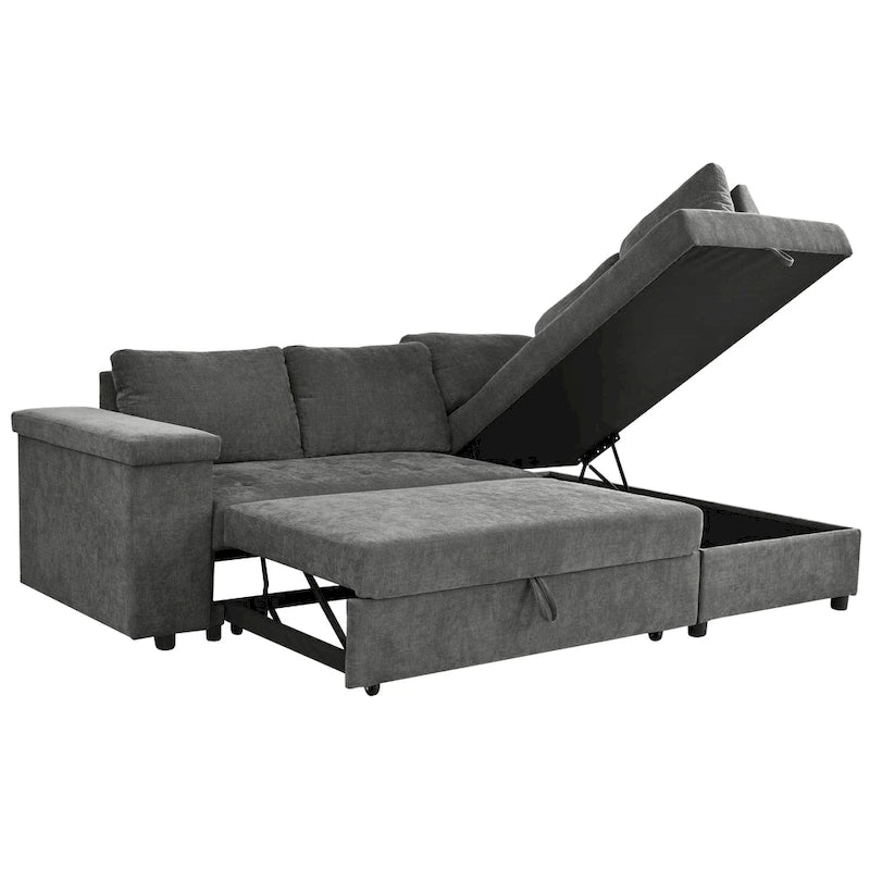 Christopher Knight Home – Miranda umwandelbares Sektionssofa aus Polyester mit Stauraum und wendbarem Tablett