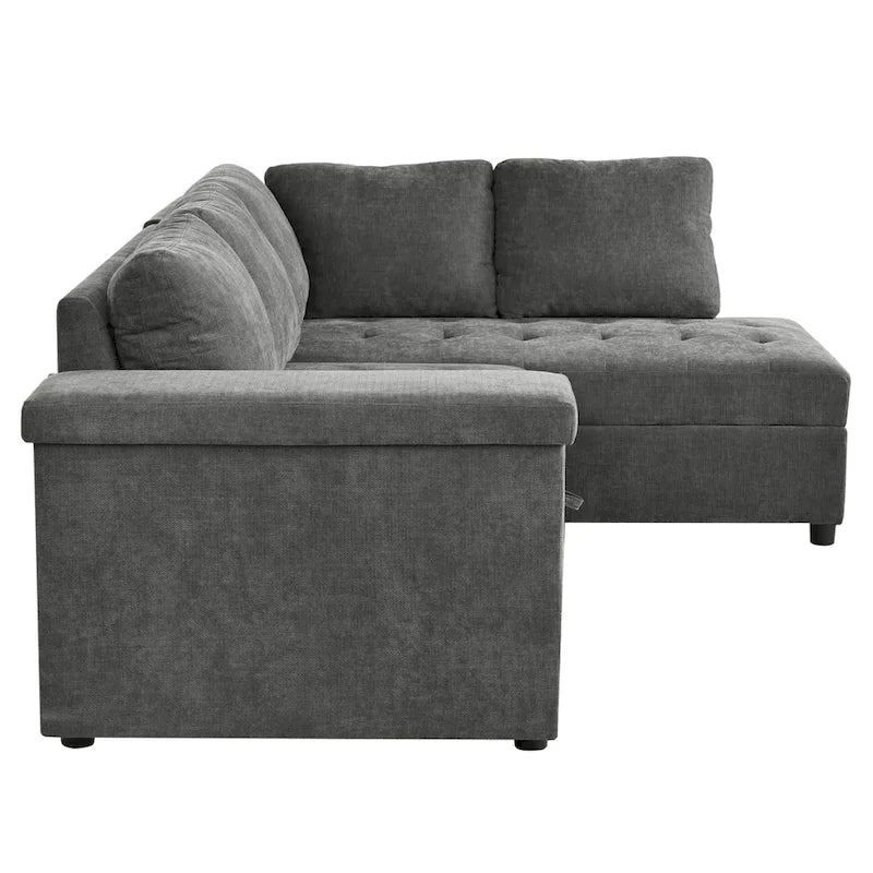 Christopher Knight Home – Miranda umwandelbares Sektionssofa aus Polyester mit Stauraum und wendbarem Tablett