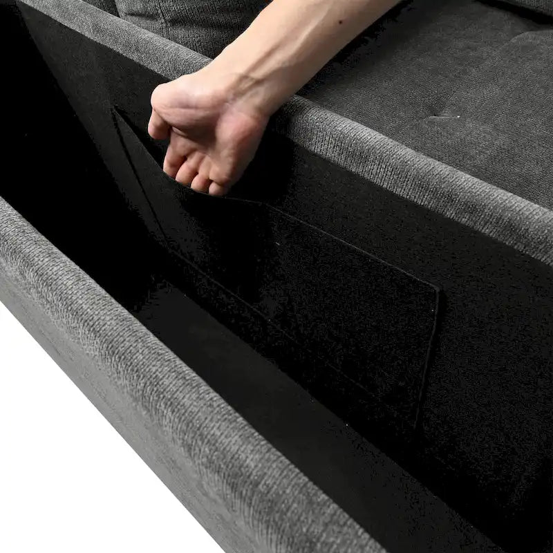 Christopher Knight Home – Miranda umwandelbares Sektionssofa aus Polyester mit Stauraum und wendbarem Tablett