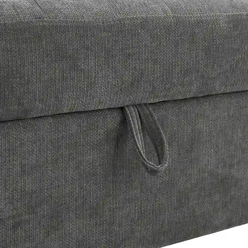 Christopher Knight Home – Miranda umwandelbares Sektionssofa aus Polyester mit Stauraum und wendbarem Tablett