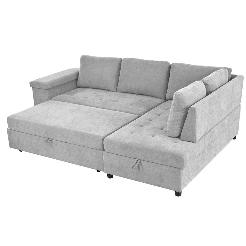 Christopher Knight Home – Miranda umwandelbares Sektionssofa aus Polyester mit Stauraum und wendbarem Tablett