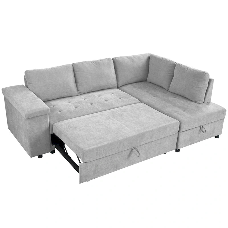 Christopher Knight Home – Miranda umwandelbares Sektionssofa aus Polyester mit Stauraum und wendbarem Tablett