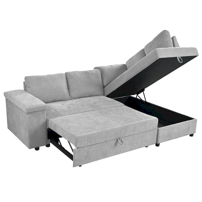 Christopher Knight Home – Miranda umwandelbares Sektionssofa aus Polyester mit Stauraum und wendbarem Tablett