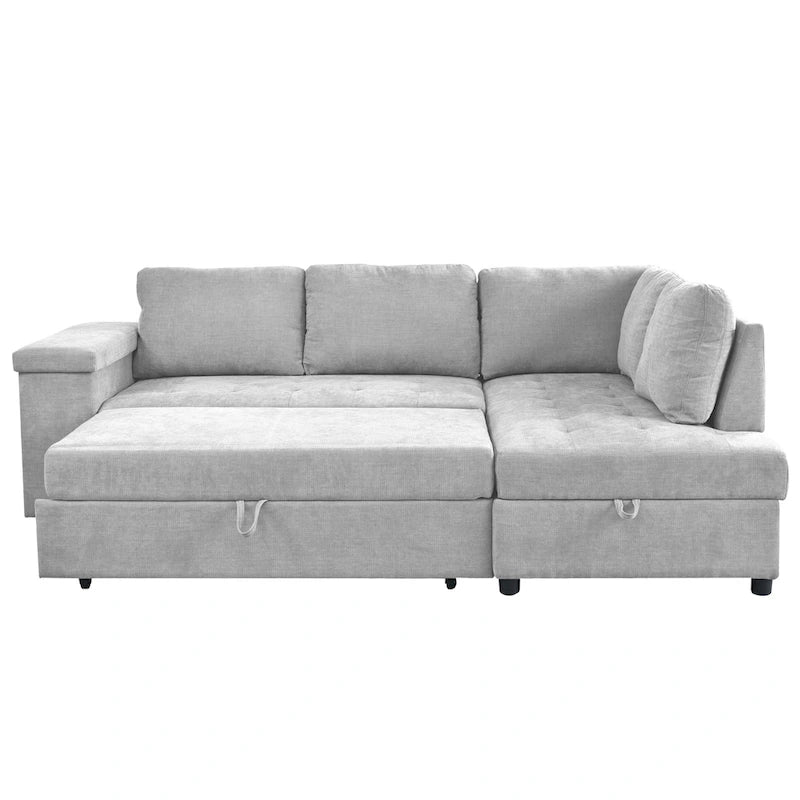 Christopher Knight Home – Miranda umwandelbares Sektionssofa aus Polyester mit Stauraum und wendbarem Tablett