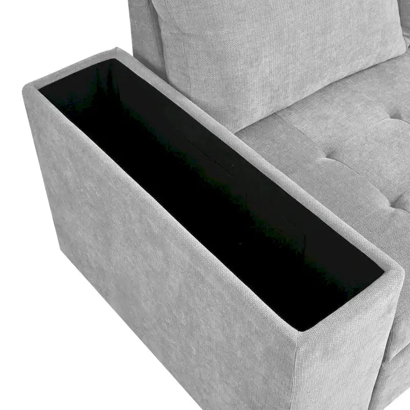 Christopher Knight Home – Miranda umwandelbares Sektionssofa aus Polyester mit Stauraum und wendbarem Tablett