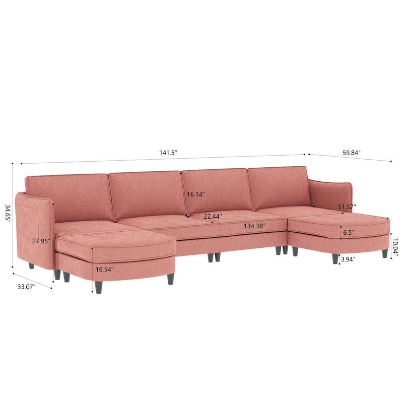 Christopher Knight Home - Benjamin Grand 6-Sitzer U-förmiges Sofa mit beweglichem Ottoman und praktischen Aufbewahrungstaschen